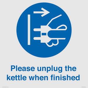 Please unplug the kettle when finished